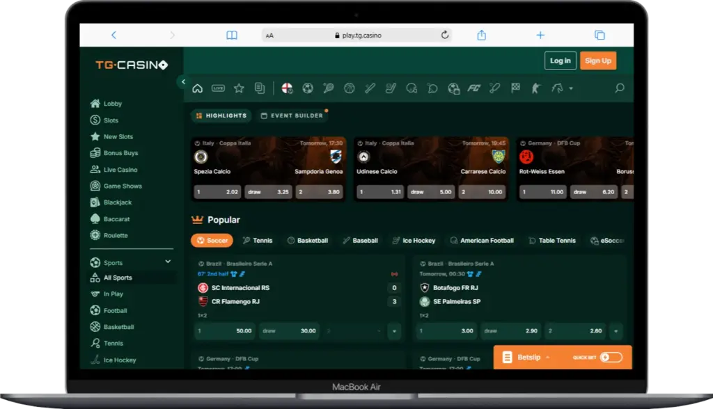 قسم المراهنات الرياضية في TG.Casino يعرض مباريات كرة القدم وأسواق الرهان ضمن منصات المراهنات على الرياضات الإلكترونية