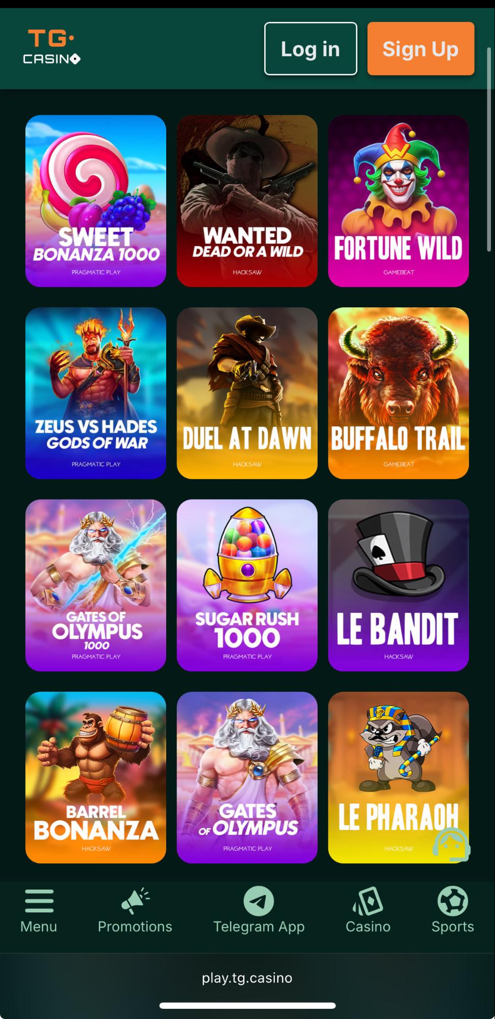 لقطة شاشة TG Casino