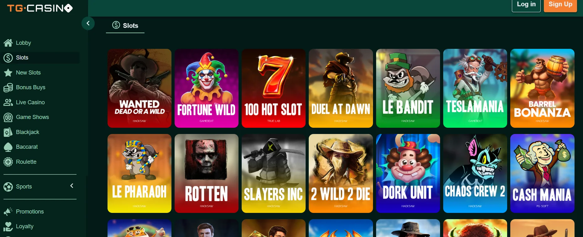 لقطة شاشة TG Casino