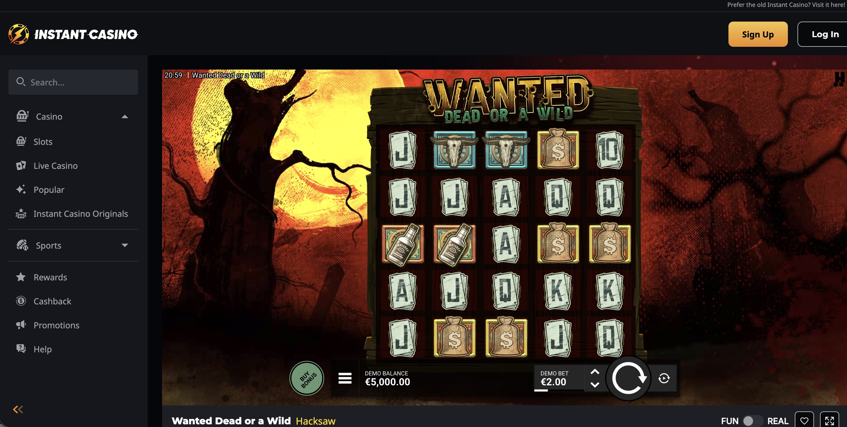 Wanted Dead or a Wild على Instant Casino