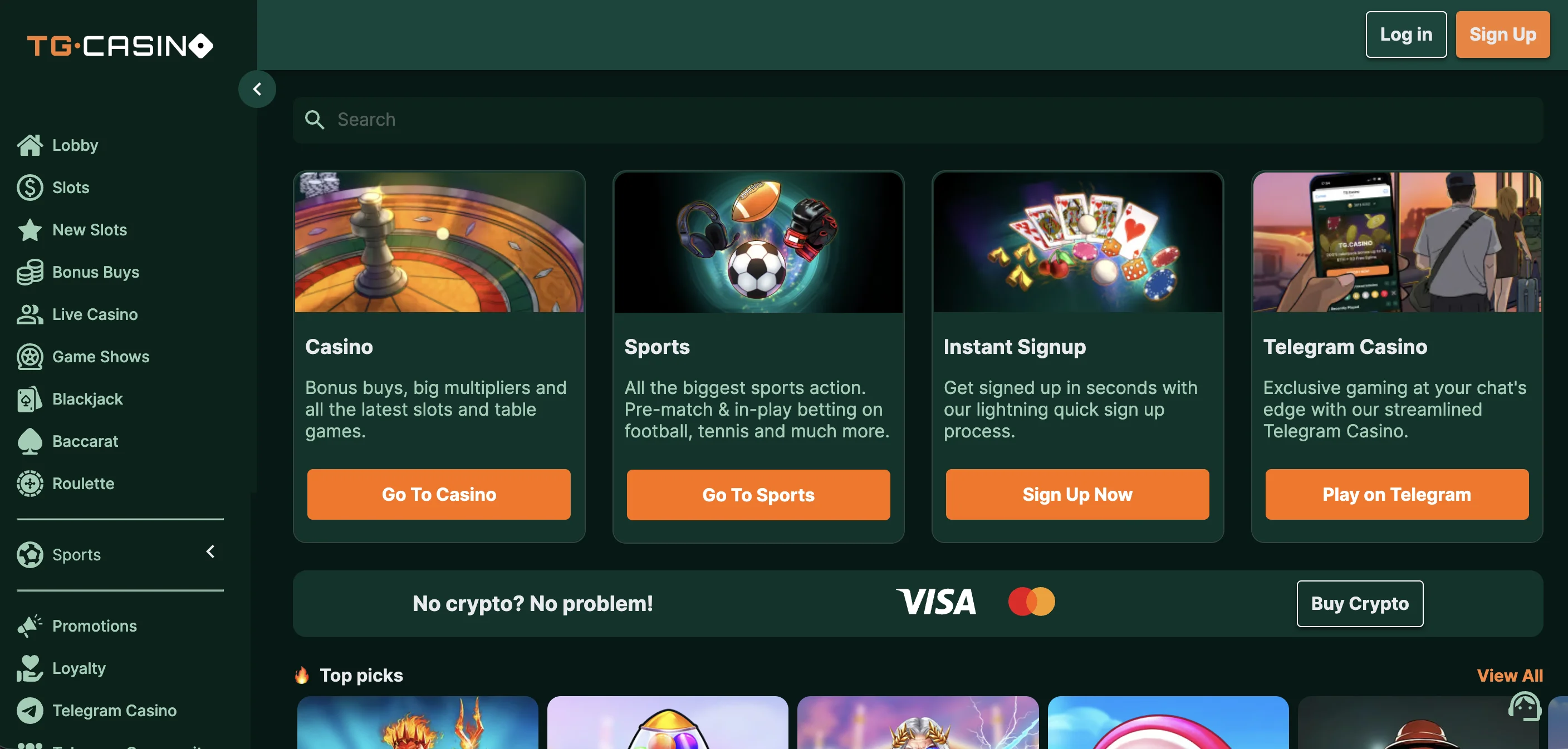 لقطة شاشة من TG casino