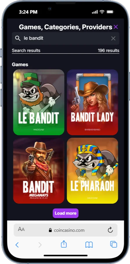 لعبة Le Bandit من Coin Casino على الهاتف الجوال