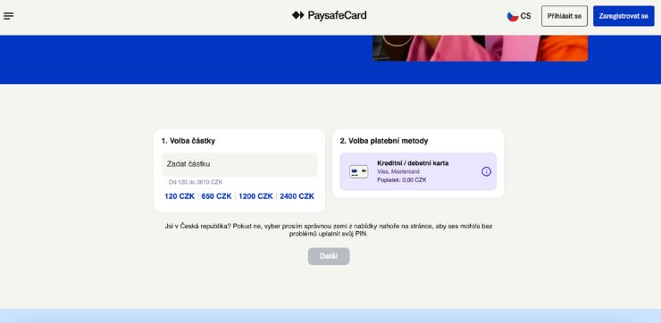 Nákup kupónu Paysafecard paysafecard casino