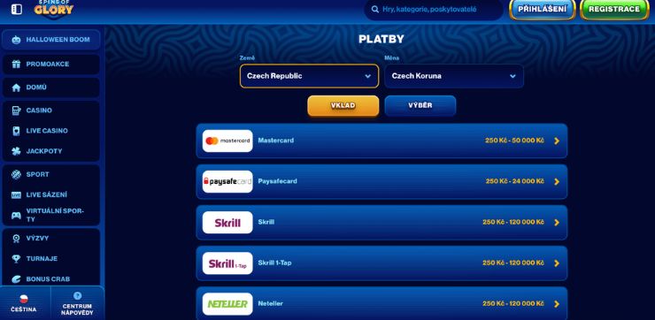 Deposit of funds Vklad prostředků