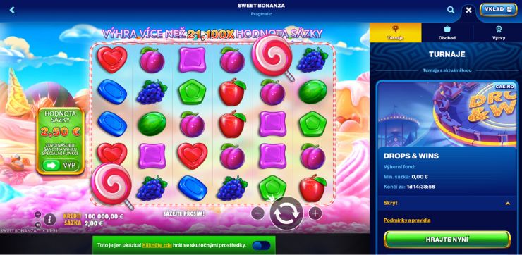 Launching Sweet Bonanza Spuštění hry Sweet Bonanza