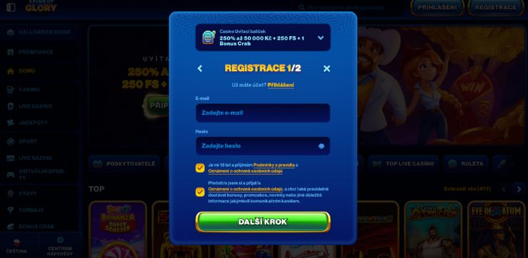 Welcome bonus (2) Vyplnění registračního formuláře