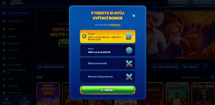 bonus (2) Výběr uvítacího bonusu