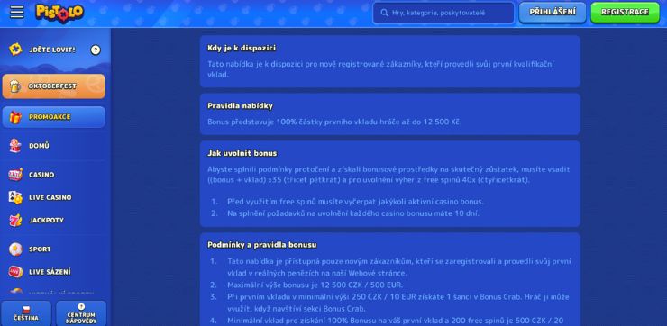 pistolo bonus online casino bonus za registraci
