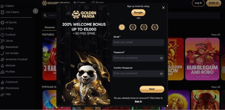 registration form Vyplnění registračního formuláře Gates of Olympus