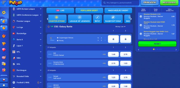 Choose eSports and start betting