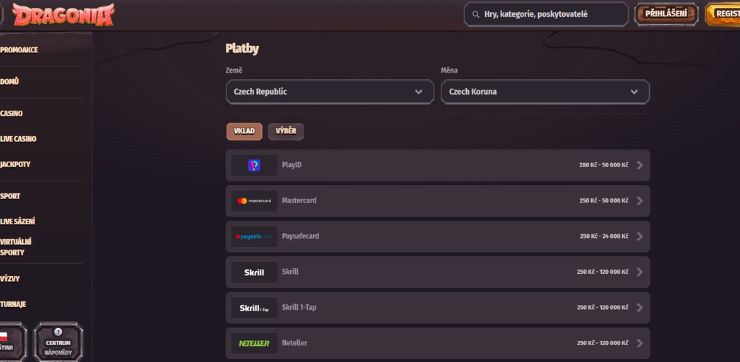 Deposit of funds lb Vklad prostředků