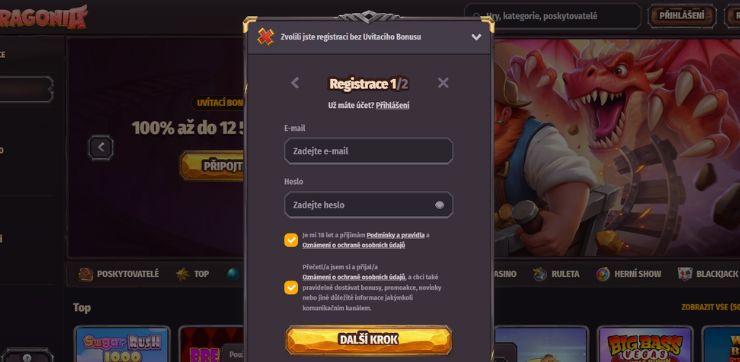 Filling out the registration form lb Vyplnění registračního formuláře