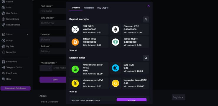 Make your first cryptocurrency deposit Proveďte první vklad v kryptoměně