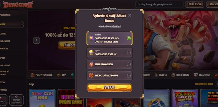 Welcome bonus selection bod