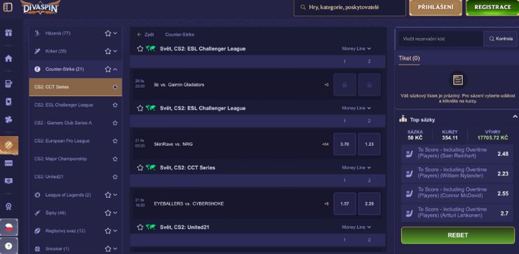 divaspin esport Jak sázet na e-sporty - jednoduchý průvodce pochopením kurzů a typů sázek