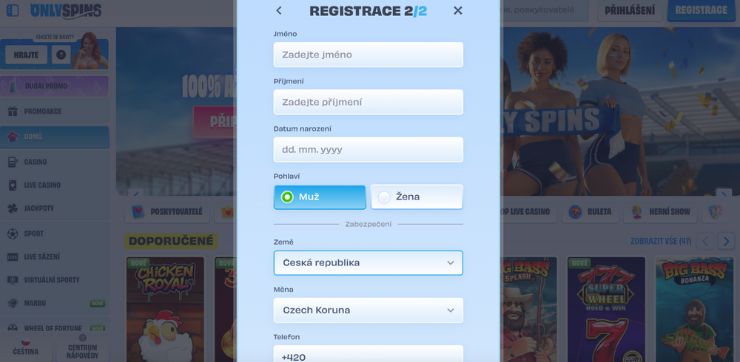 registrace 2 Doplnění osobních údajů