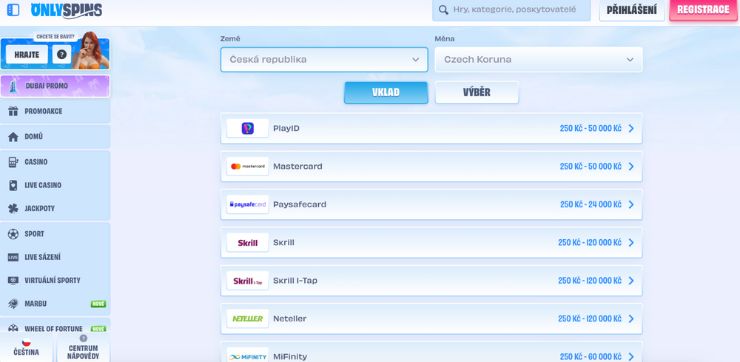 ways to pay Provádění vkladu