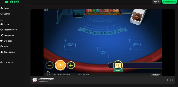 Betninja casino blackjack