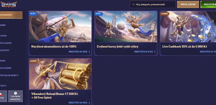 DivaSpin bonusy Štědrá nabídka bonusů casino aplikace