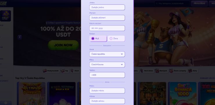 Doplňte údaje a ověřte účet