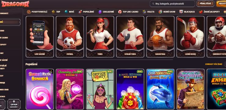 Dragonia casino nabízí také sekci sázek