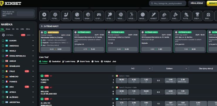 Kinbet sázky na fotbal