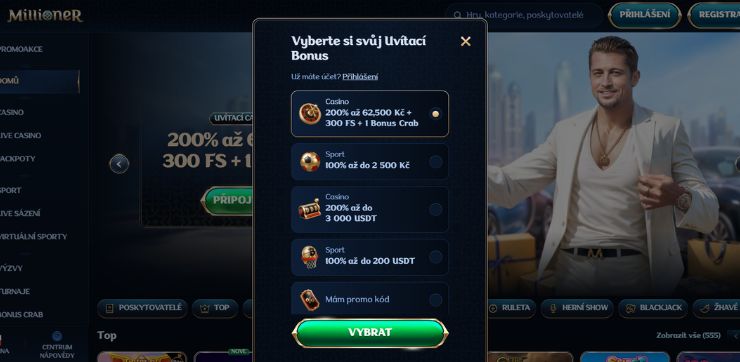 Millioner casino registrace