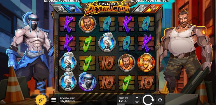 Symboly a výherní linie ve hře Fist of Destruction