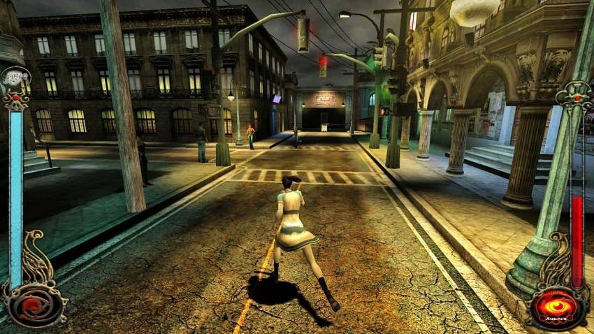 Vampire: The Masquerade Bloodlines Frau, die durch die Straßen rennt