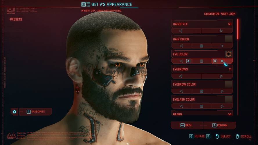 Cyberpunk 2077 Charaktererstellung