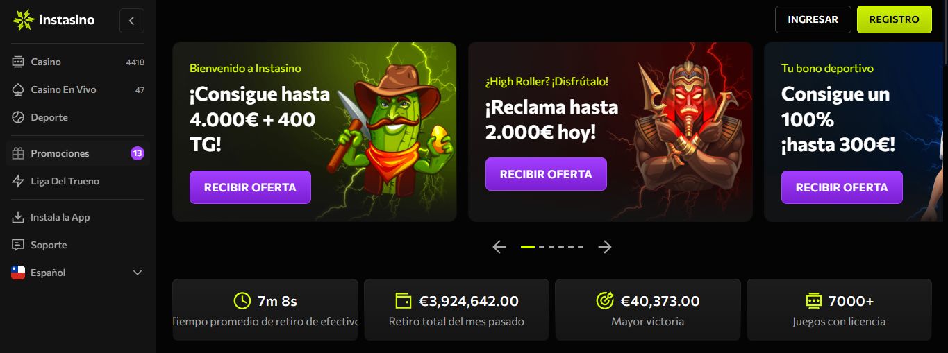 instasino - Casinos con retirada instantánea