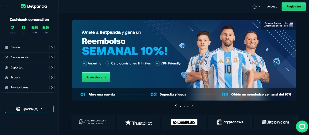 Betpanda es uno de los cripto casinos con más vías de pago disponibles