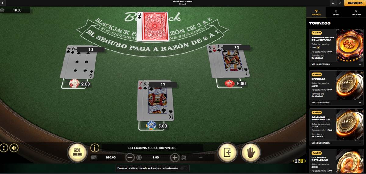 Cómo se usa la tabla de Blackjack 