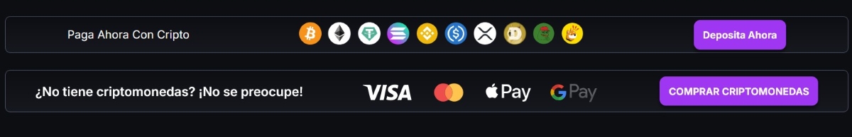 CoinCasino admite pagos con criptomonedas y monedas fiat