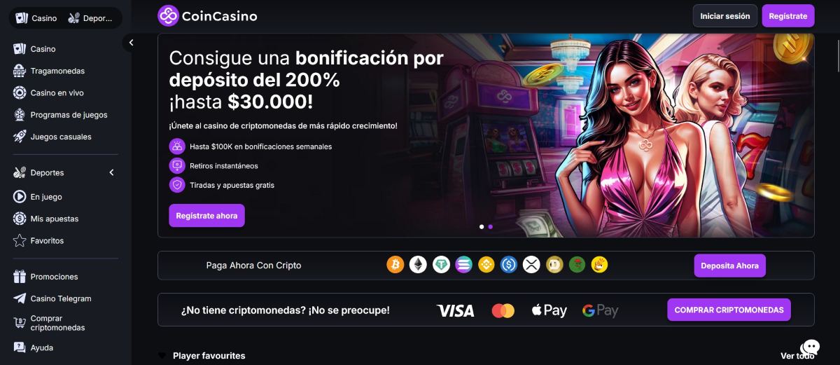 CoinCasino es el mejor crypto casino del momento para probar toda clase de juegos y promociones