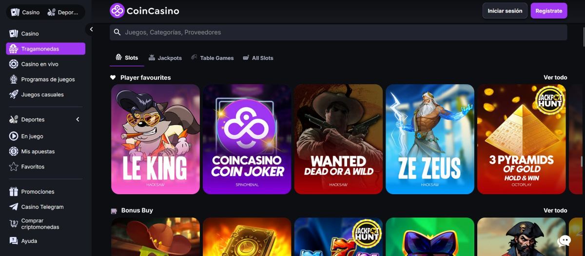 Coincasino permite jugar sin KYC a miles de juegos de casino online 