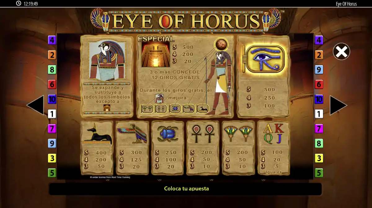Eye of Horus está entre las tragaperras online mejor valoradas