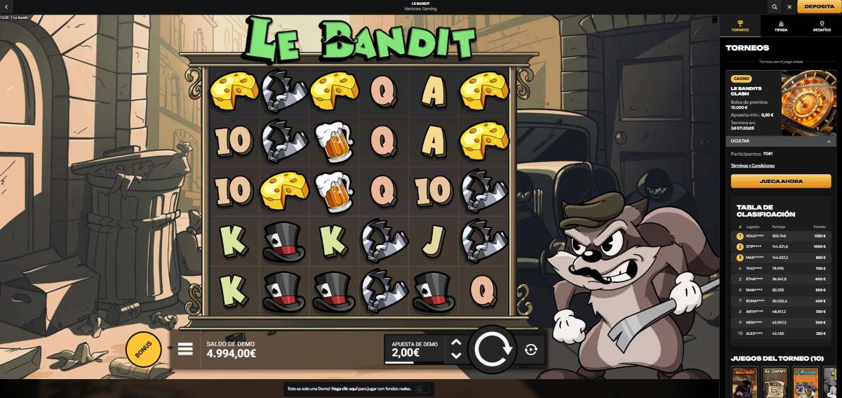 Le Bandit, una vieja slot que no pasa de moda para jugar en Spinsy