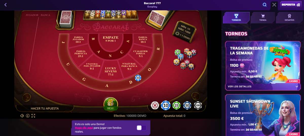 mesas de baccarat casino con proveedores top en Roby Casino