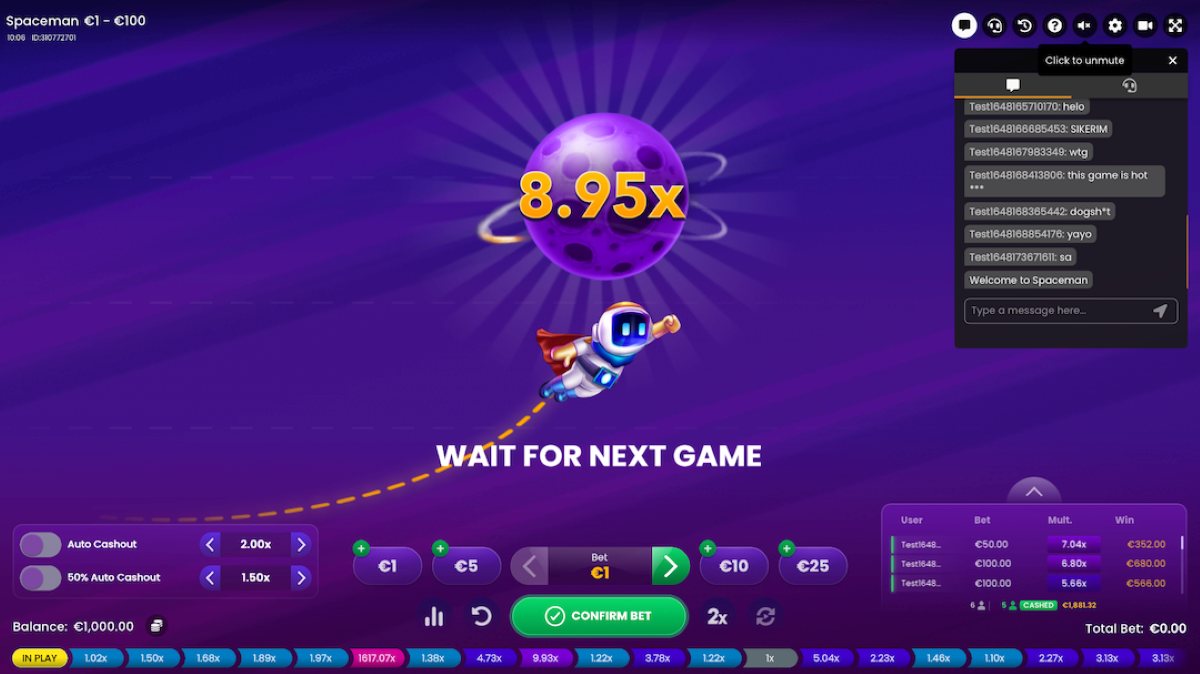 Spaceman es uno de los juegos parecidos a Aviator disponible en casinos online