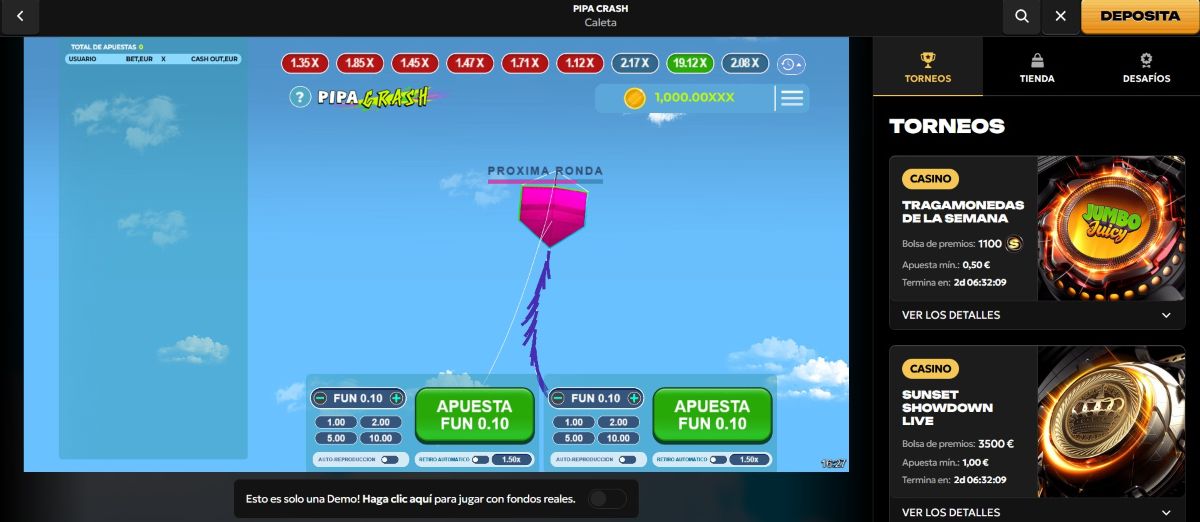 En Spinsy puedes jugar al Crash Casino