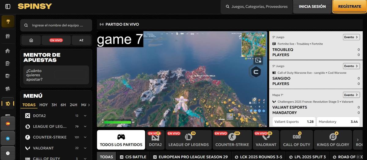 Spinsy es la mejor casa de apuestas de España para apostar a los eSports