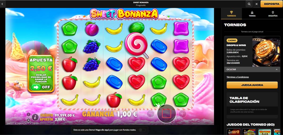 Sweet Bonanza en Spinsy aparece como uno de los mejores juegos del casino.