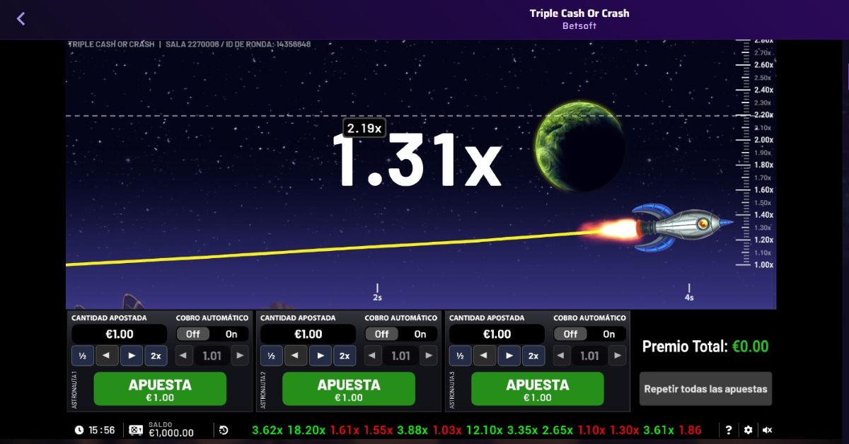 Triple Cash or Crash está entre los juegos Crash más valorados, disponible para ti en Roby Casino