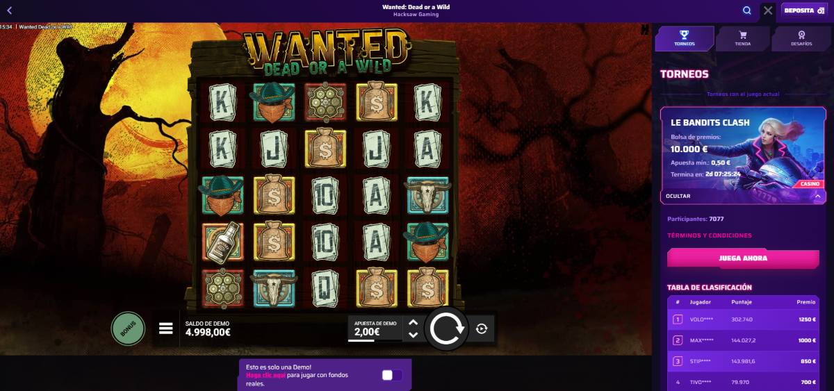Juguemos al Wanted Dead slot en Roby Casino