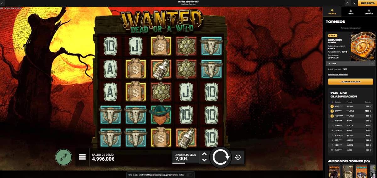 Juguemos al Wanted Dead slot en Spinsy