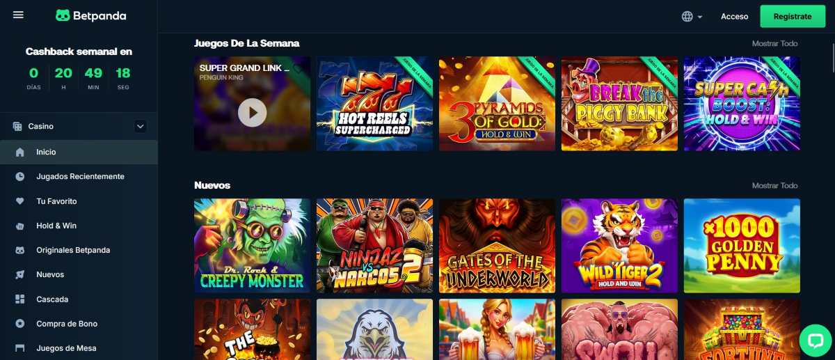 Si buscas juegos de casino sin DNI, Betpanda ofrece miles de opciones