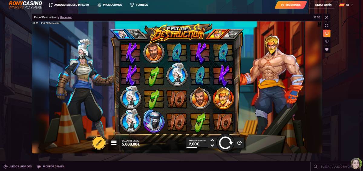 Rony Casino es una de las mejores opciones para jugar a la slot Fist of Destruction