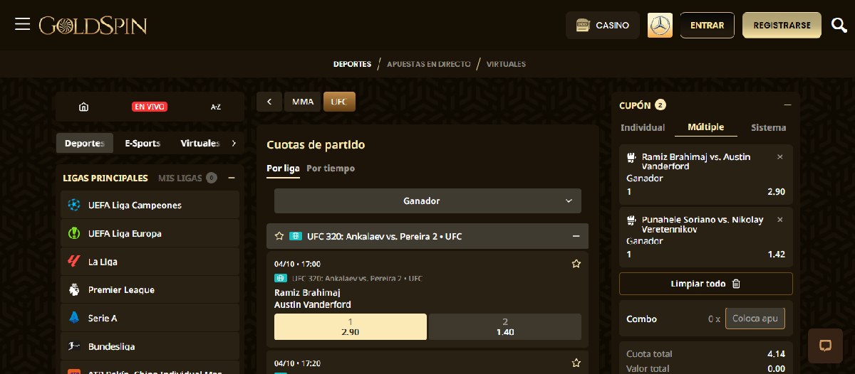 Casa de apuestas sin KYC para apostar a Ilia Topuria