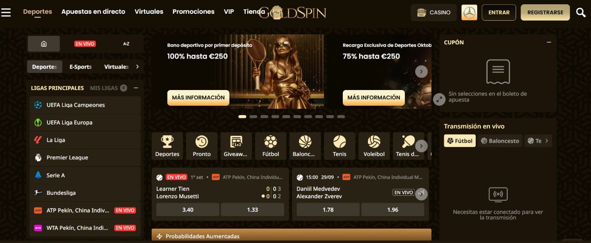 Goldspin ofrece mercados Barcelona Real Madrid anticipados y en vivo